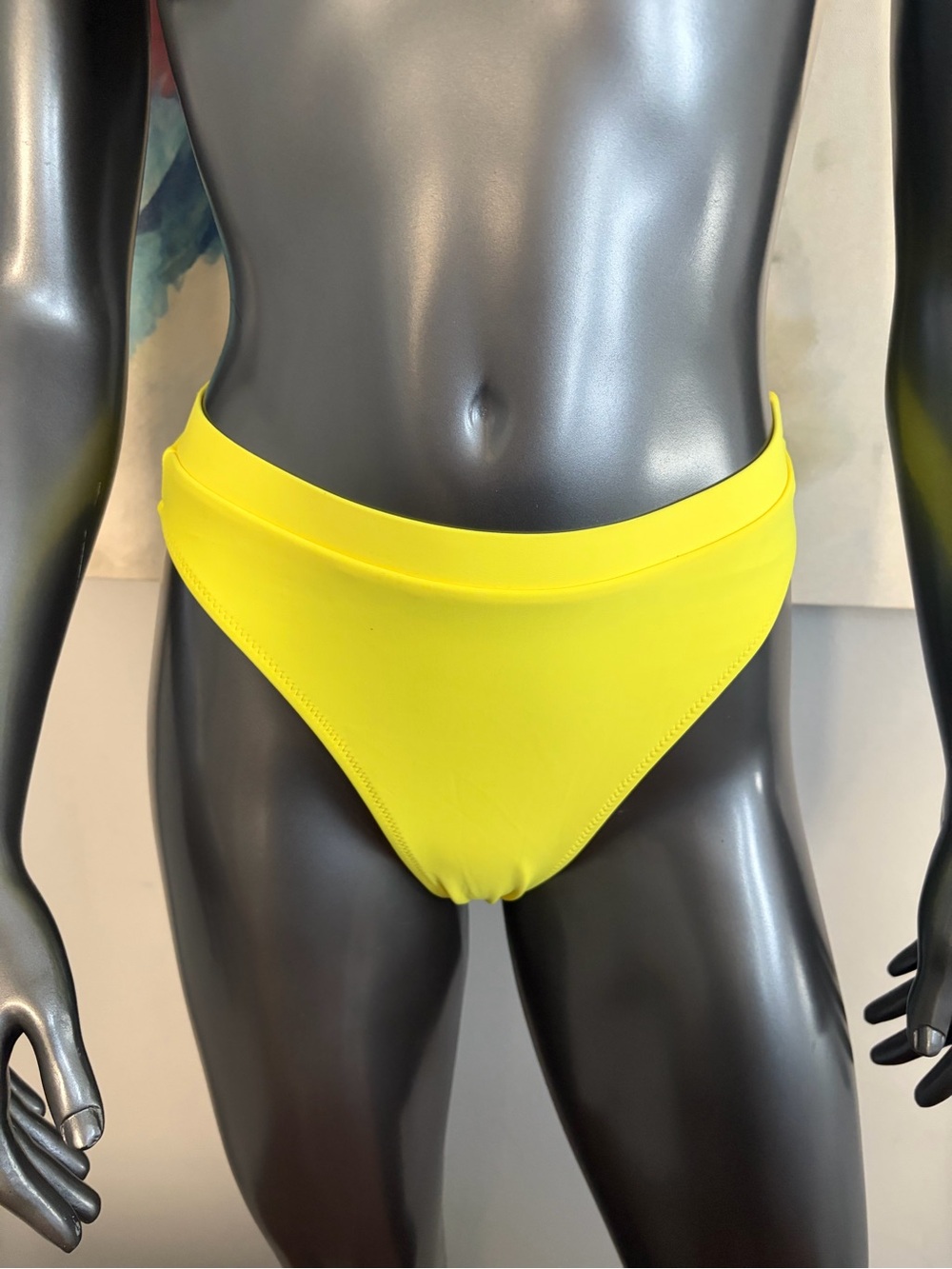 NWOT Blooming Jelly Bright Highlighter Yellow High-Cut Women's Swim Bottoms S